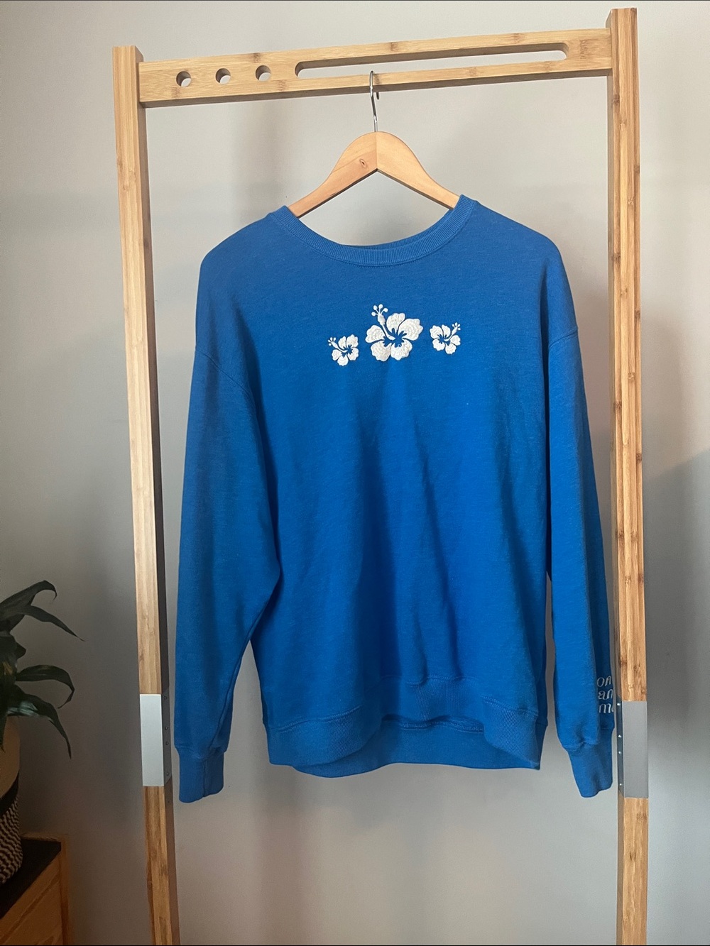 Hollister Blue Crewneck Sweatshirt with White Floral Detail